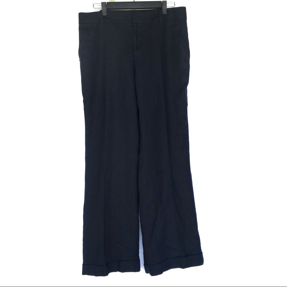 Chaps Linen Lined Wide Leg Cuffed Pants Sz 10